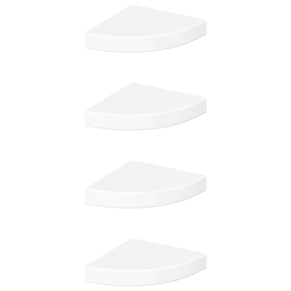 Floating Corner Shelves 4 pcs High Gloss White Wall Mount Display Storage