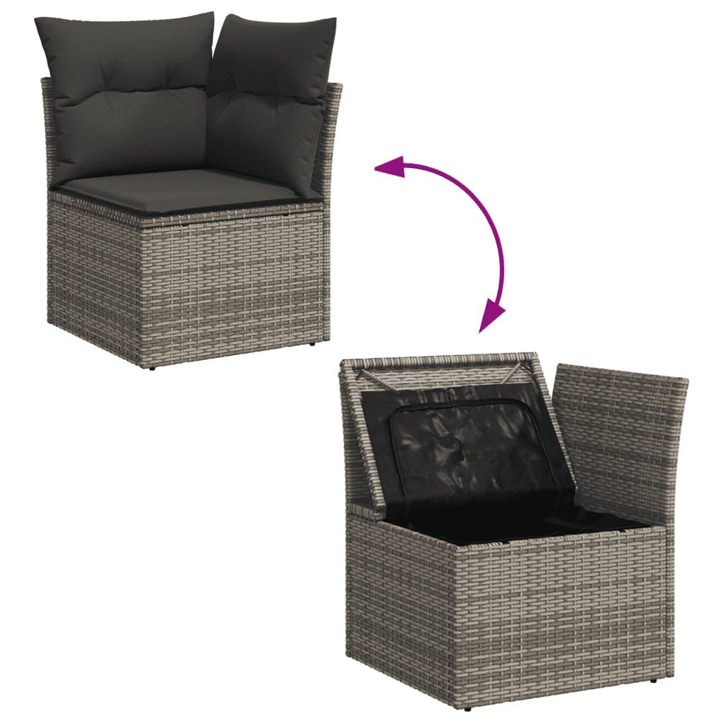 Grey Outdoor 7 Piece Rattan Garden Sofa Set with Cushions