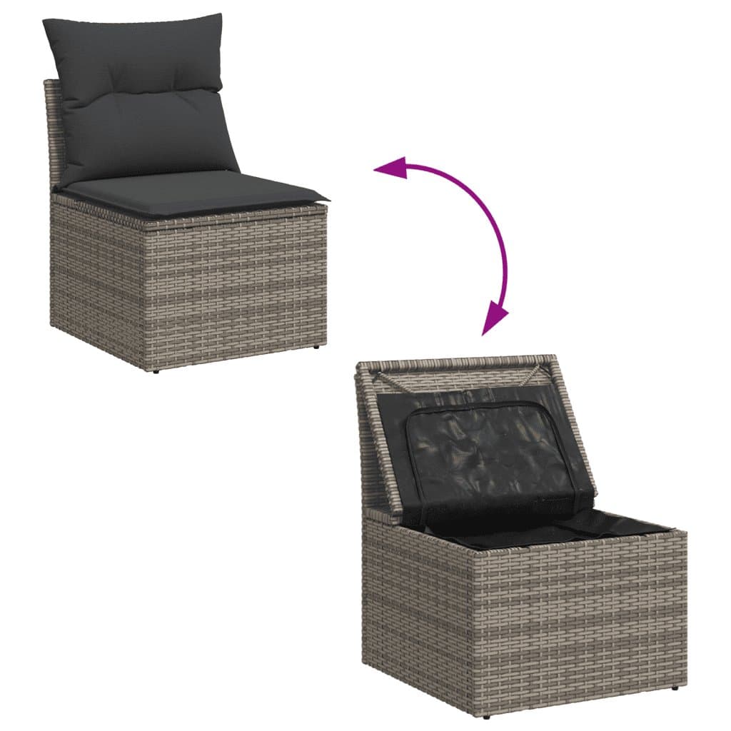 Grey Outdoor 7 Piece Rattan Garden Sofa Set with Cushions