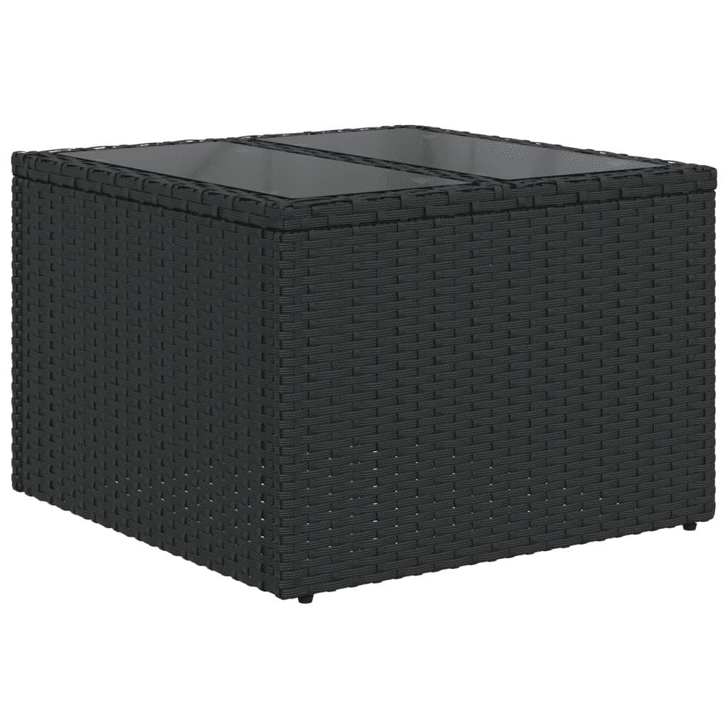 9-Piece Black Poly Rattan Garden Sofa Set