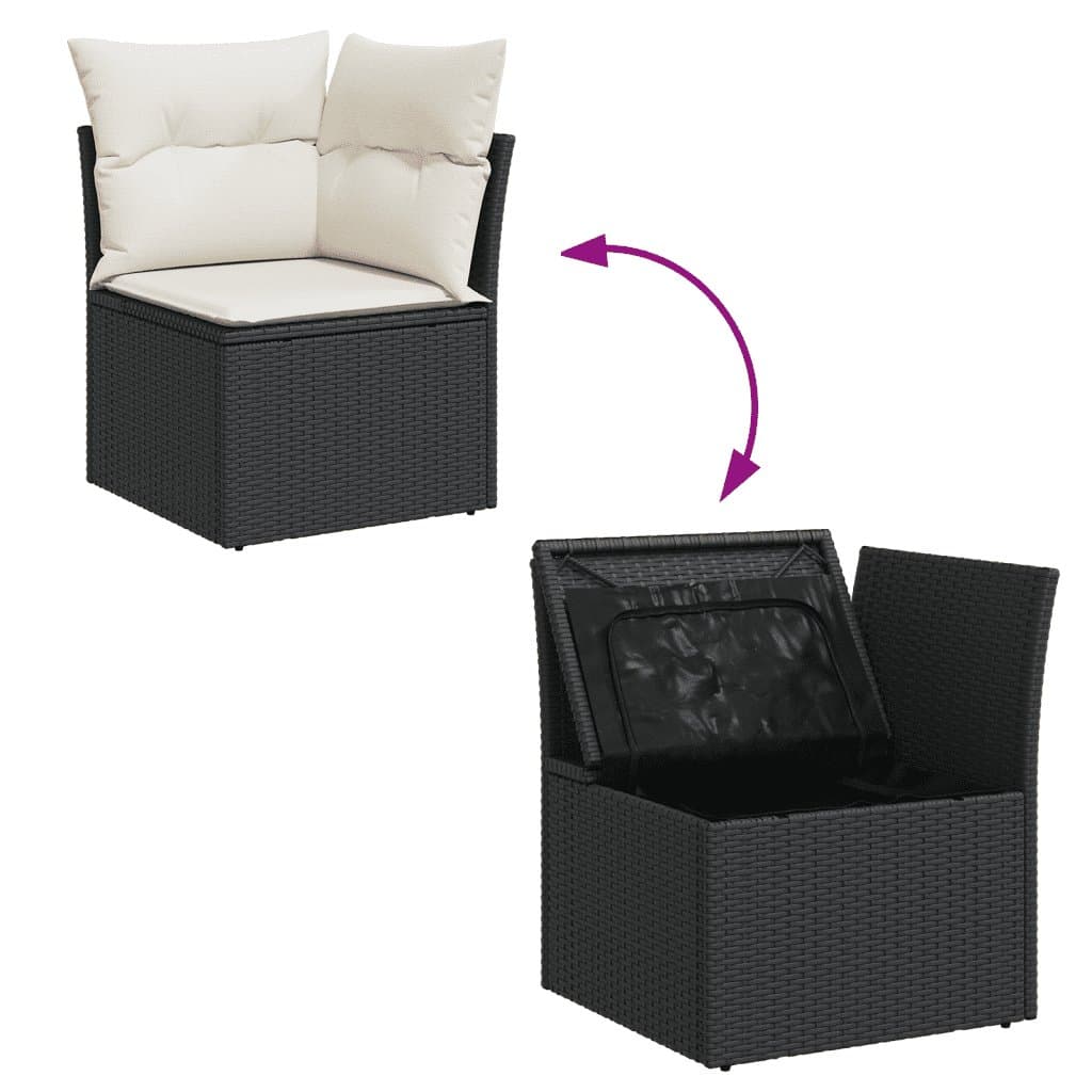 12 Piece Black Poly Rattan Garden Sofa Set