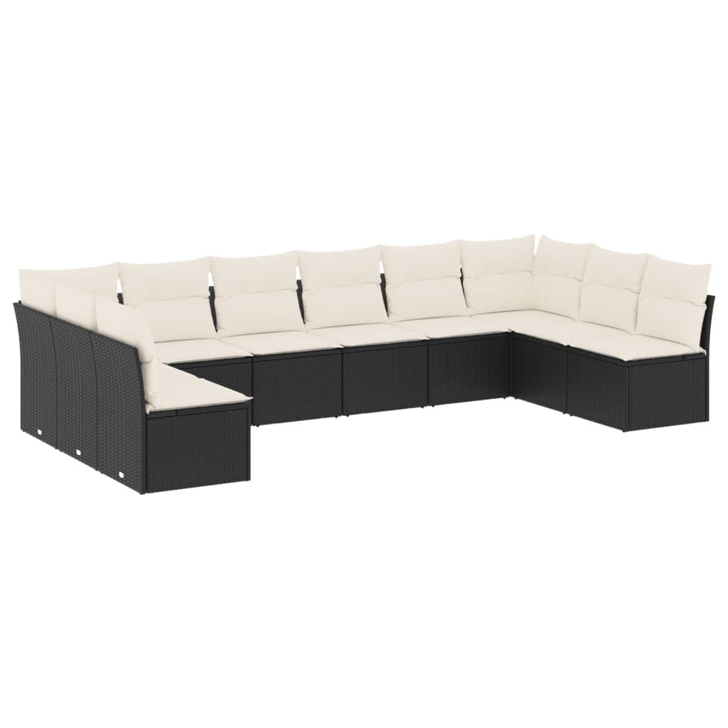 10 Piece Outdoor Garden Sofa Set in Black