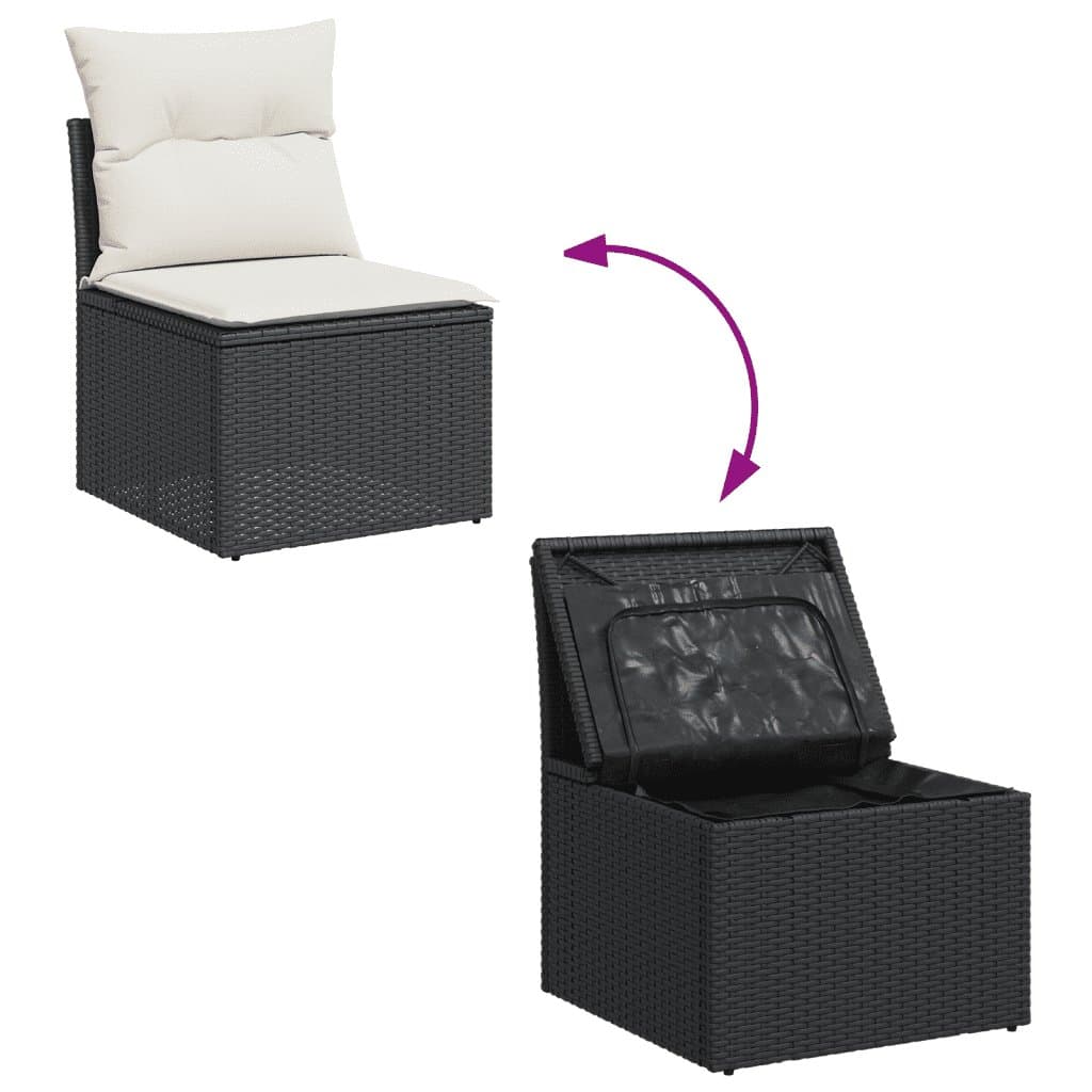10 Piece Outdoor Garden Sofa Set in Black