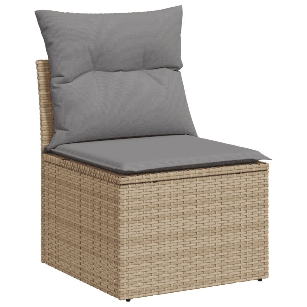 Beige Poly Rattan 8 Piece Modular Outdoor Sofa Set