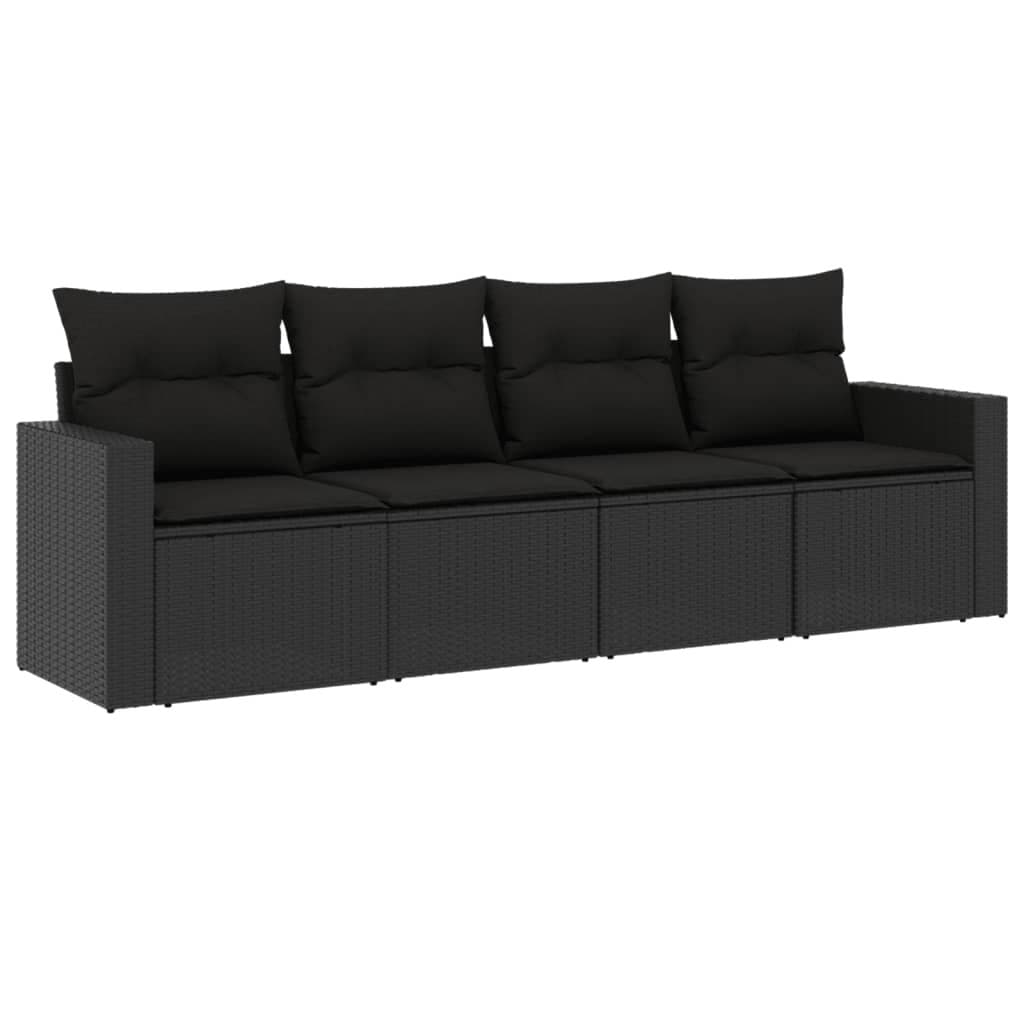 Black Poly Rattan Outdoor Sectional Sofa Set