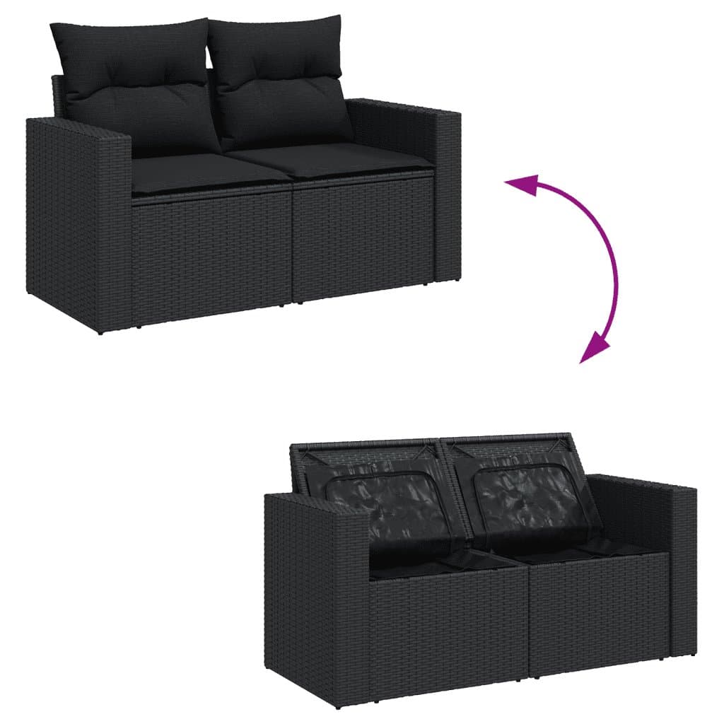 Black Poly Rattan Outdoor Sectional Sofa Set