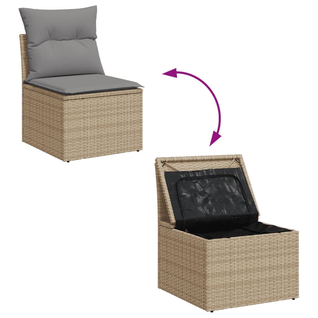5 Piece Outdoor Sofa Set with Storage in Beige