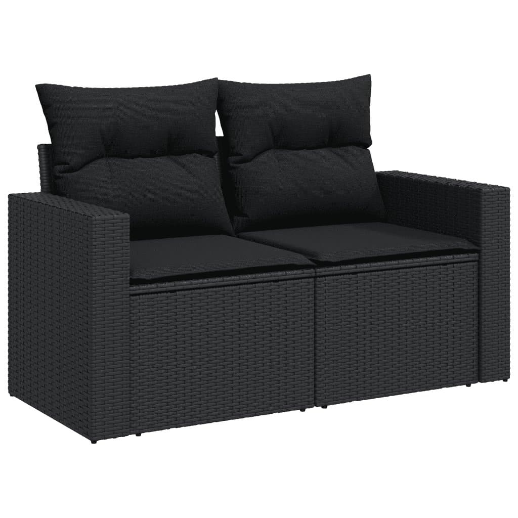 7-Piece Black Rattan Outdoor Sofa Set