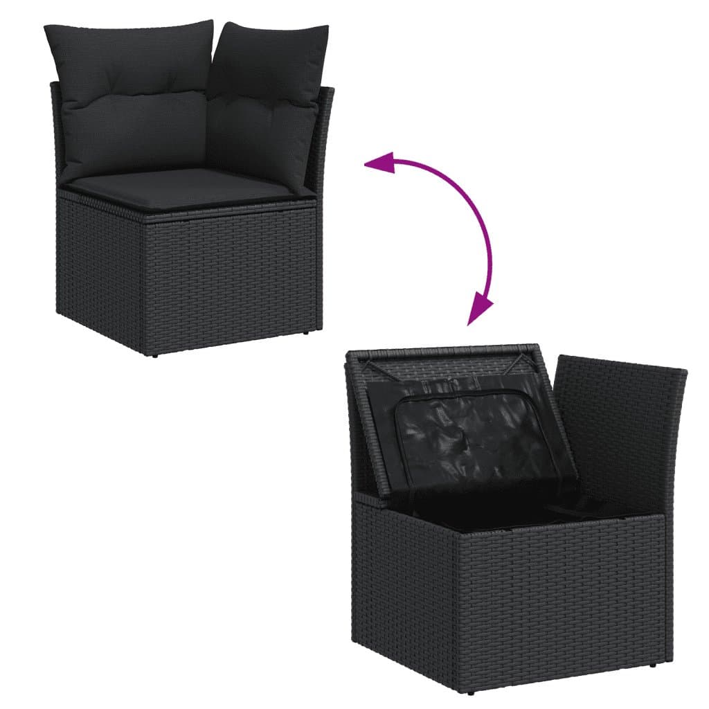 6-Piece Modular Garden Sofa Set in Black Rattan