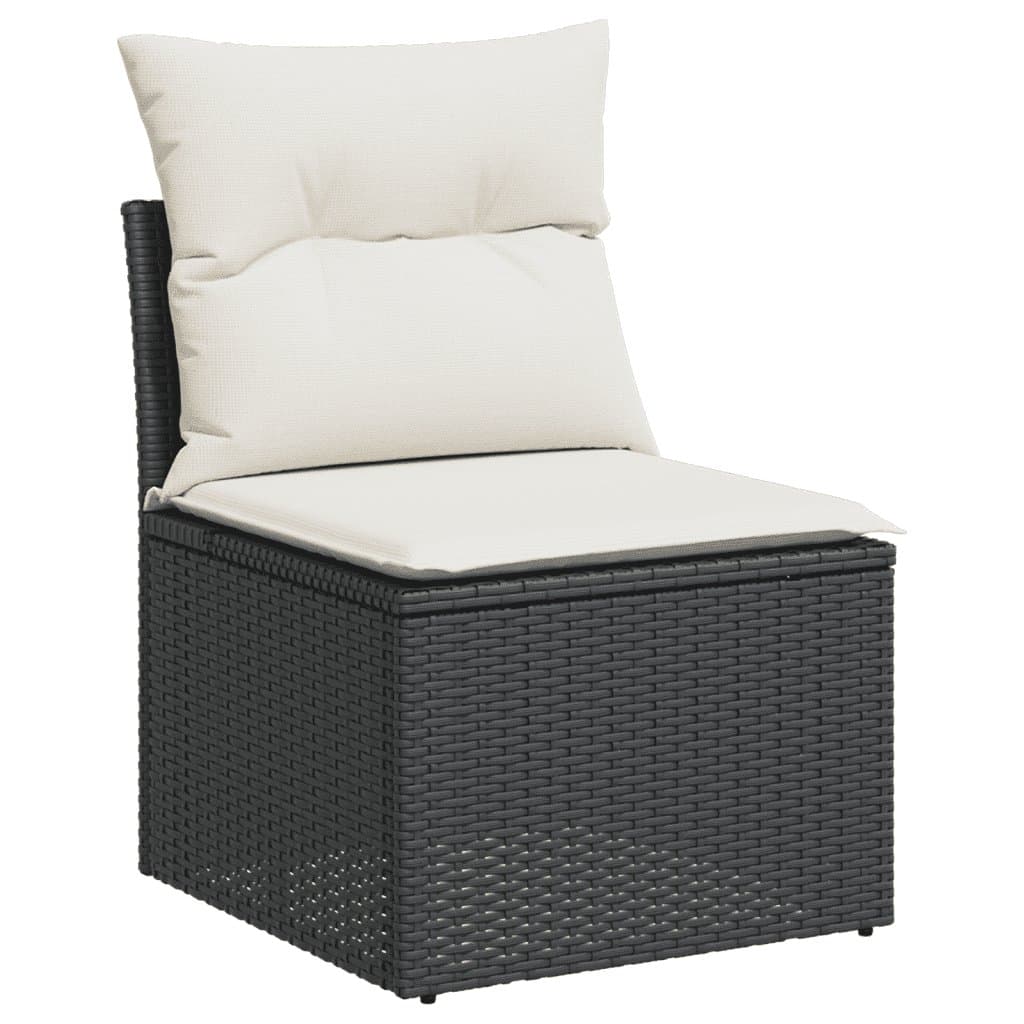 Black Poly 6 Piece Garden Sofa Set with Cushions