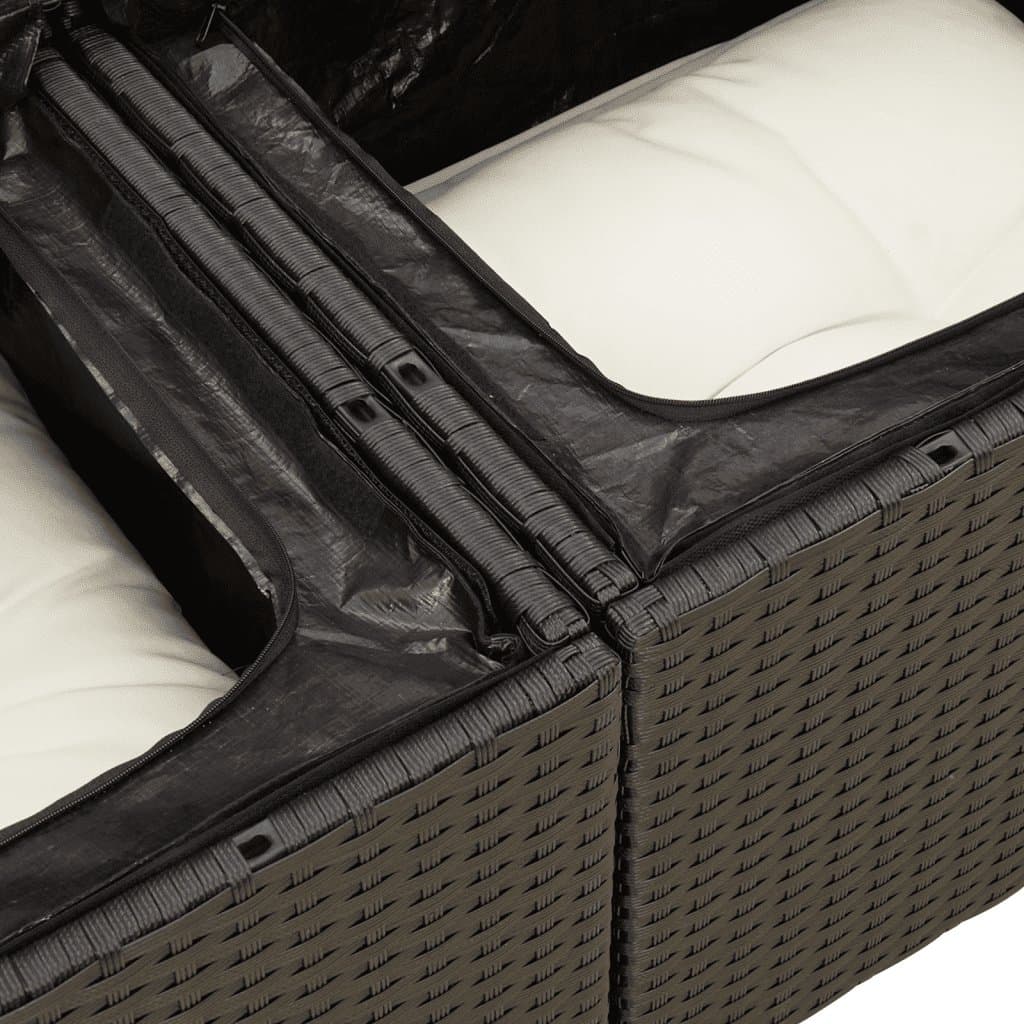 Black Poly 6 Piece Garden Sofa Set with Cushions