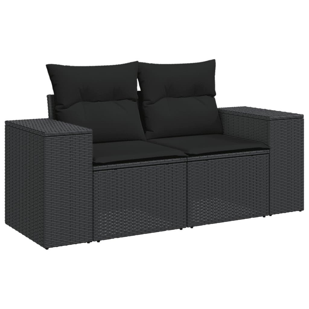 7 Piece Black Rattan Modular Garden Sofa Set