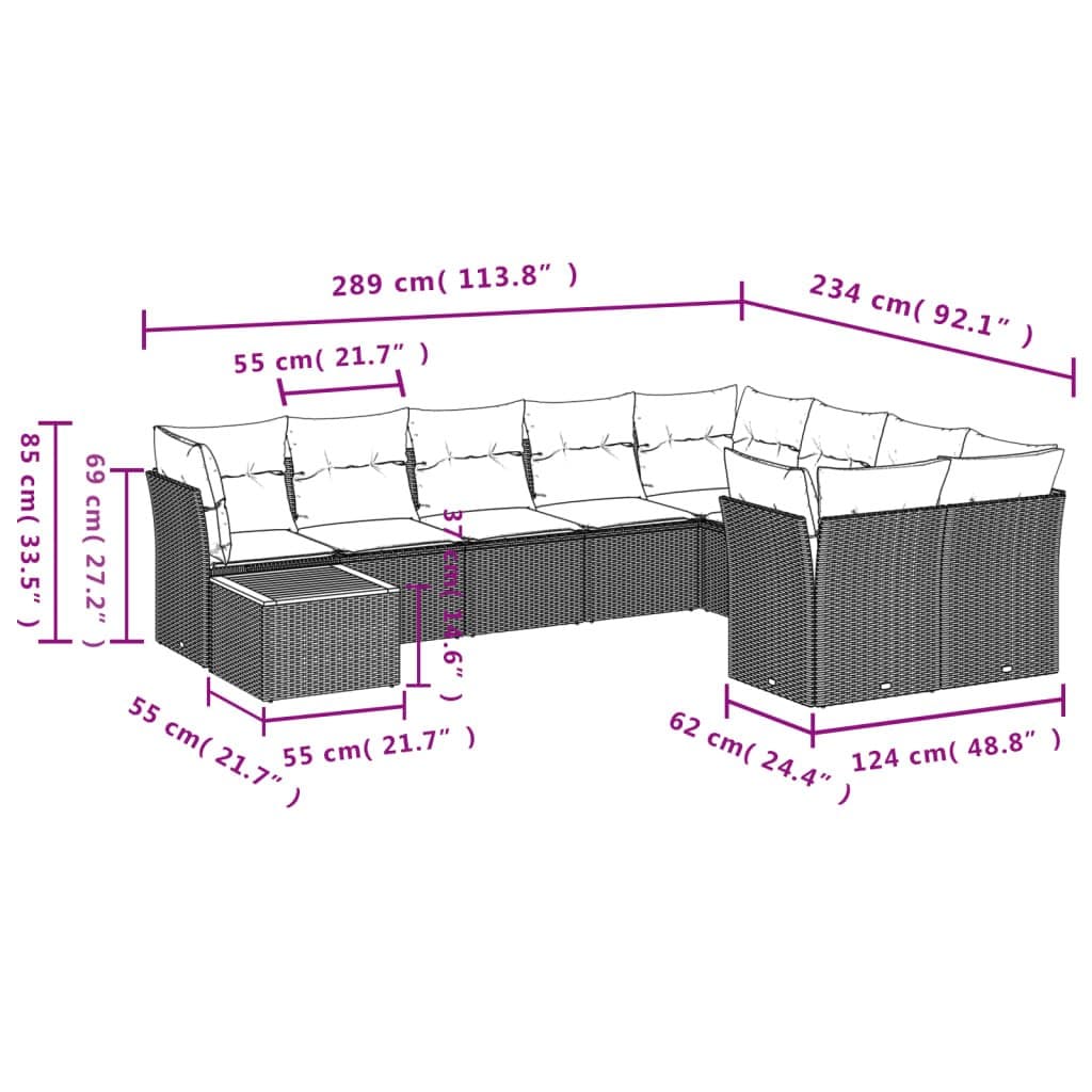 10-Piece Outdoor Garden Sofa Set in Beige