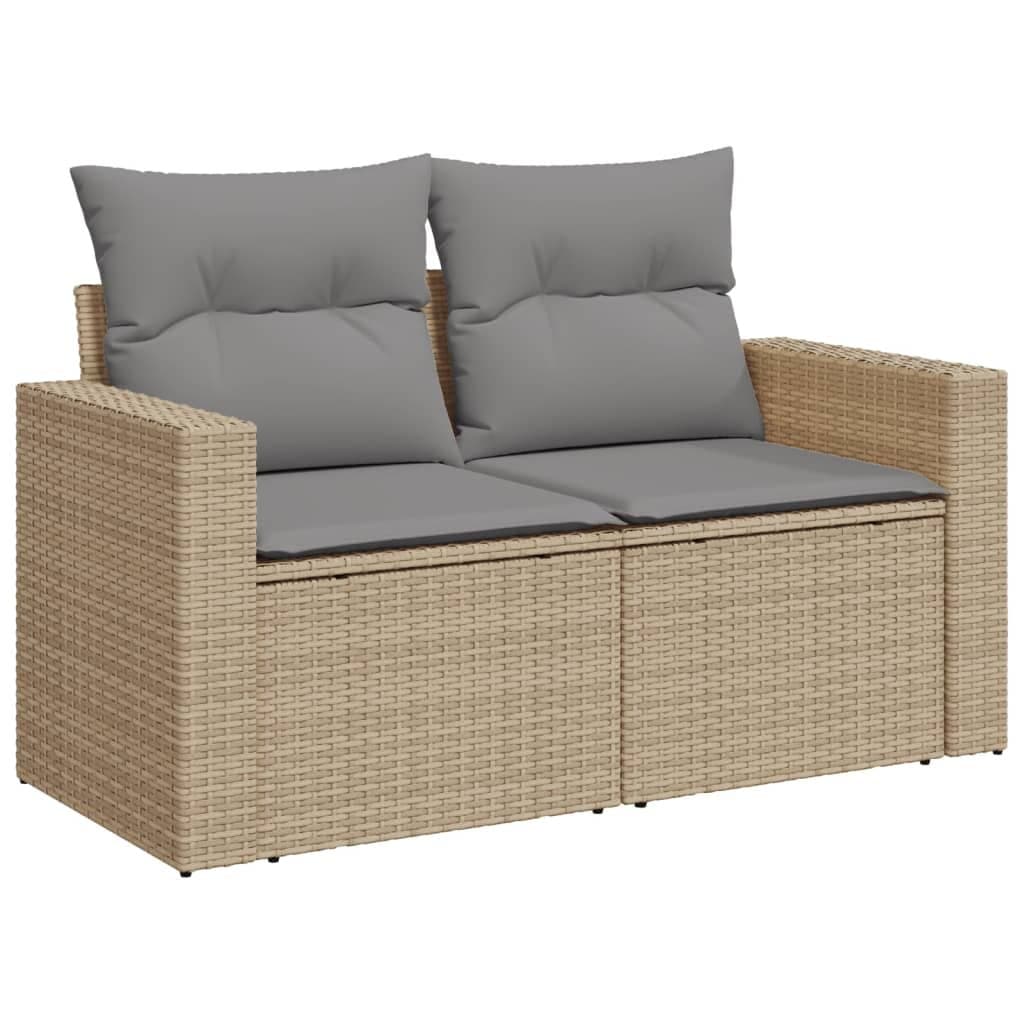 Beige Poly Rattan Garden Sofa Set 14 Pieces