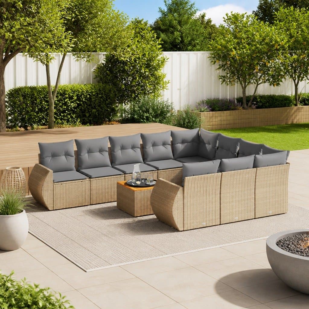 11 Piece Rattan Modular Garden Sofa Set
