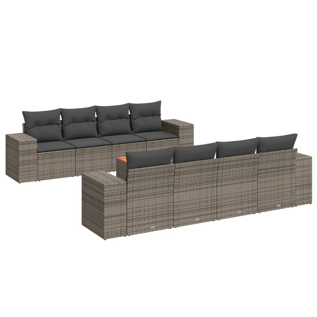9-Piece Modular Garden Sofa Set in Grey Rattan