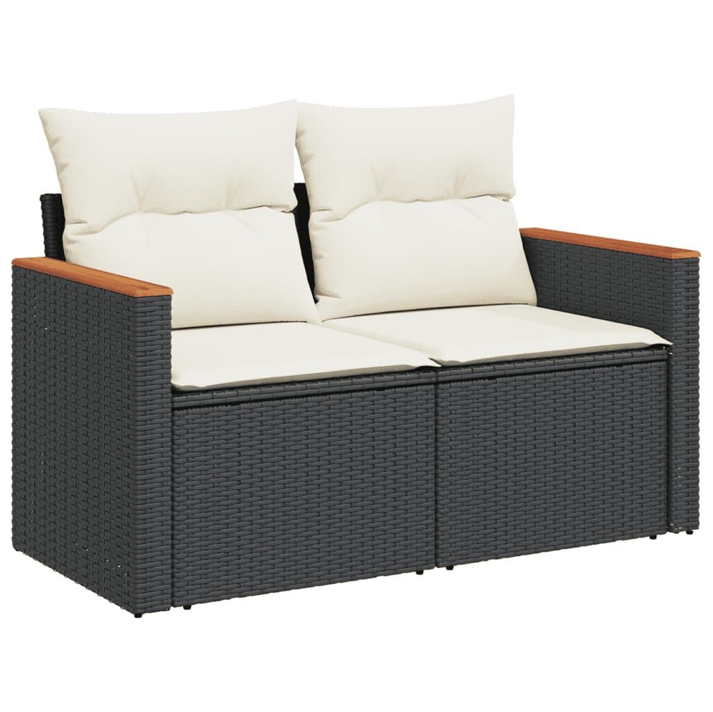 4-Piece Modular Black Garden Sofa Set for Outdoor Spaces