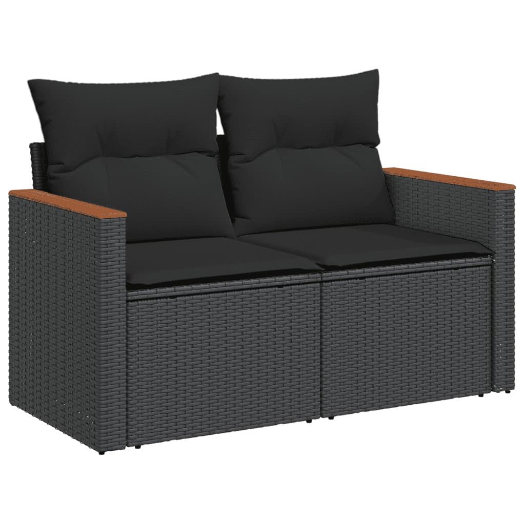 Black Poly Rattan 10-Piece Garden Sofa Set