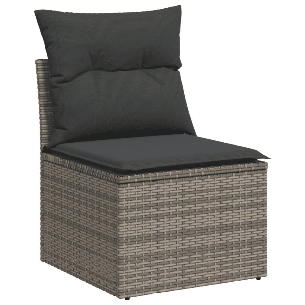 Grey Modular 14-Piece Garden Sofa Set with Acacia Table