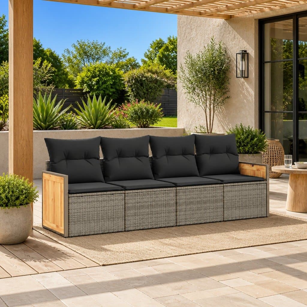 Outdoor Sofa Set 4 Piece Patio Garden Furniture Sectional Modular with Storage Cushions