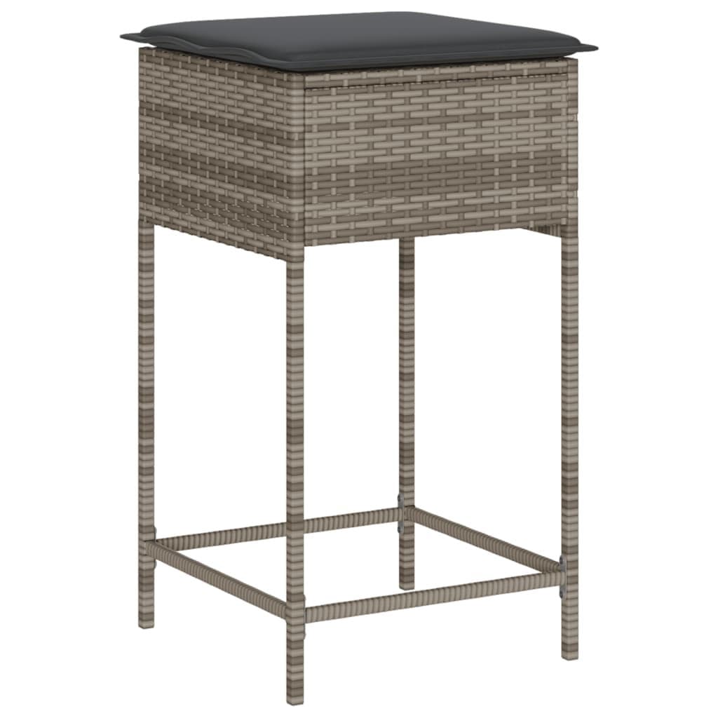 5 Piece Garden Bar Set Outdoor Patio Conversation Seating with Cushions Grey Rattan