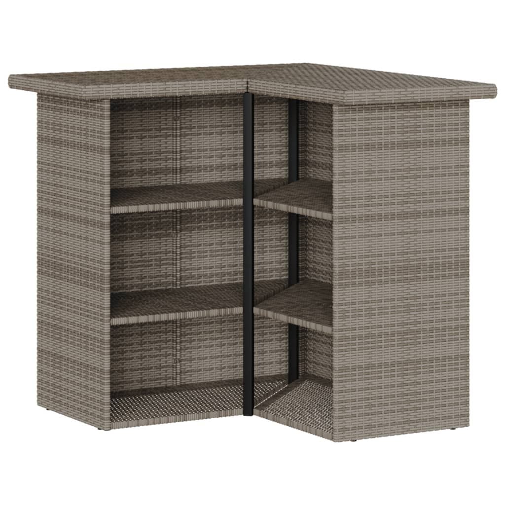 5 Piece Garden Bar Set Outdoor Patio Conversation Seating with Cushions Grey Rattan