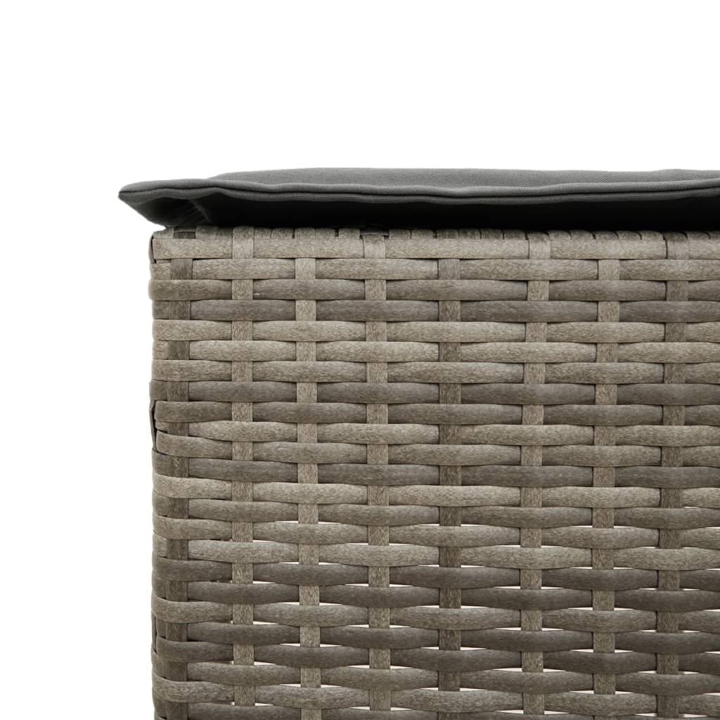 5 Piece Garden Bar Set Outdoor Patio Conversation Seating with Cushions Grey Rattan