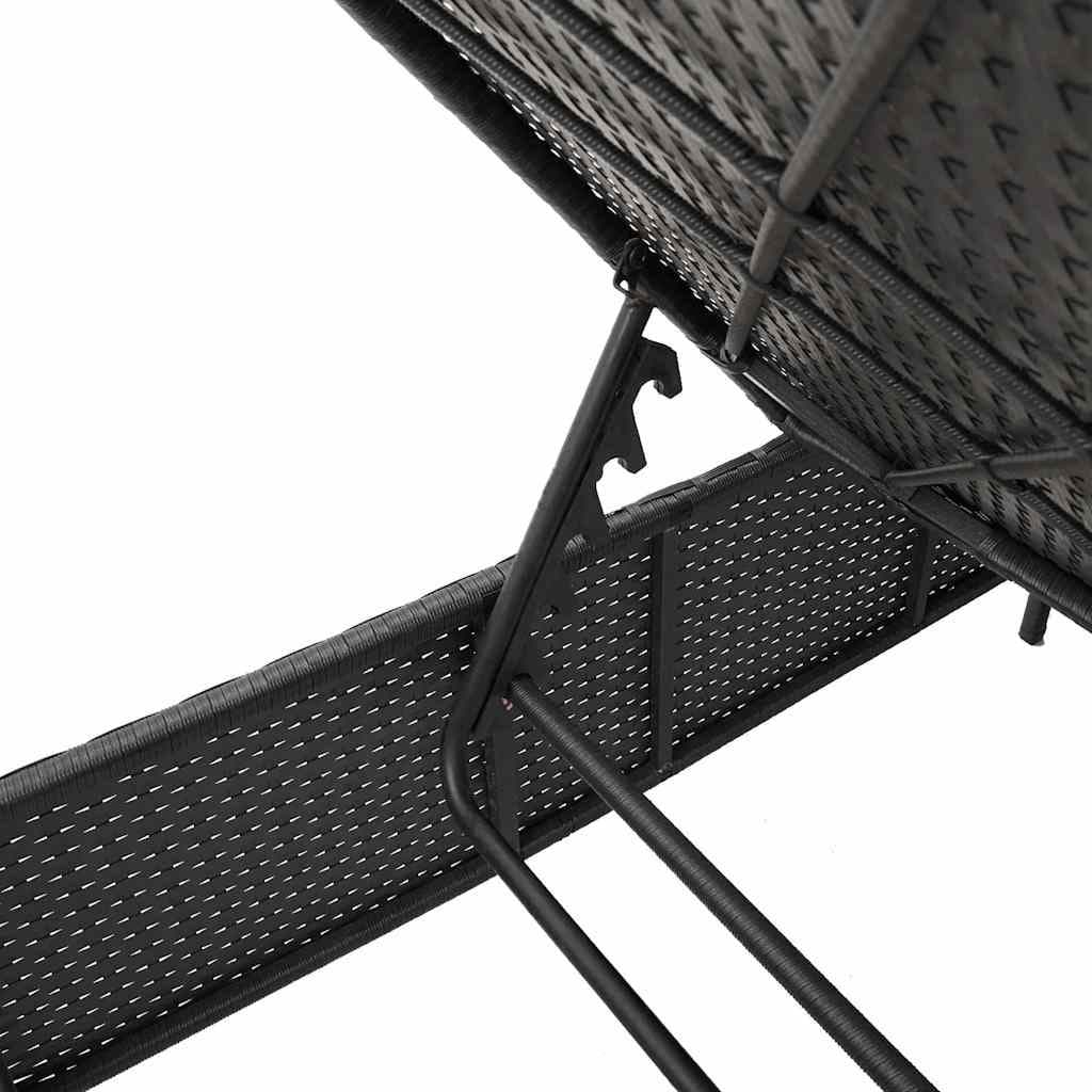 Sun Loungers 2 pcs Black Outdoor Seating with Adjustable Backrest Cushions