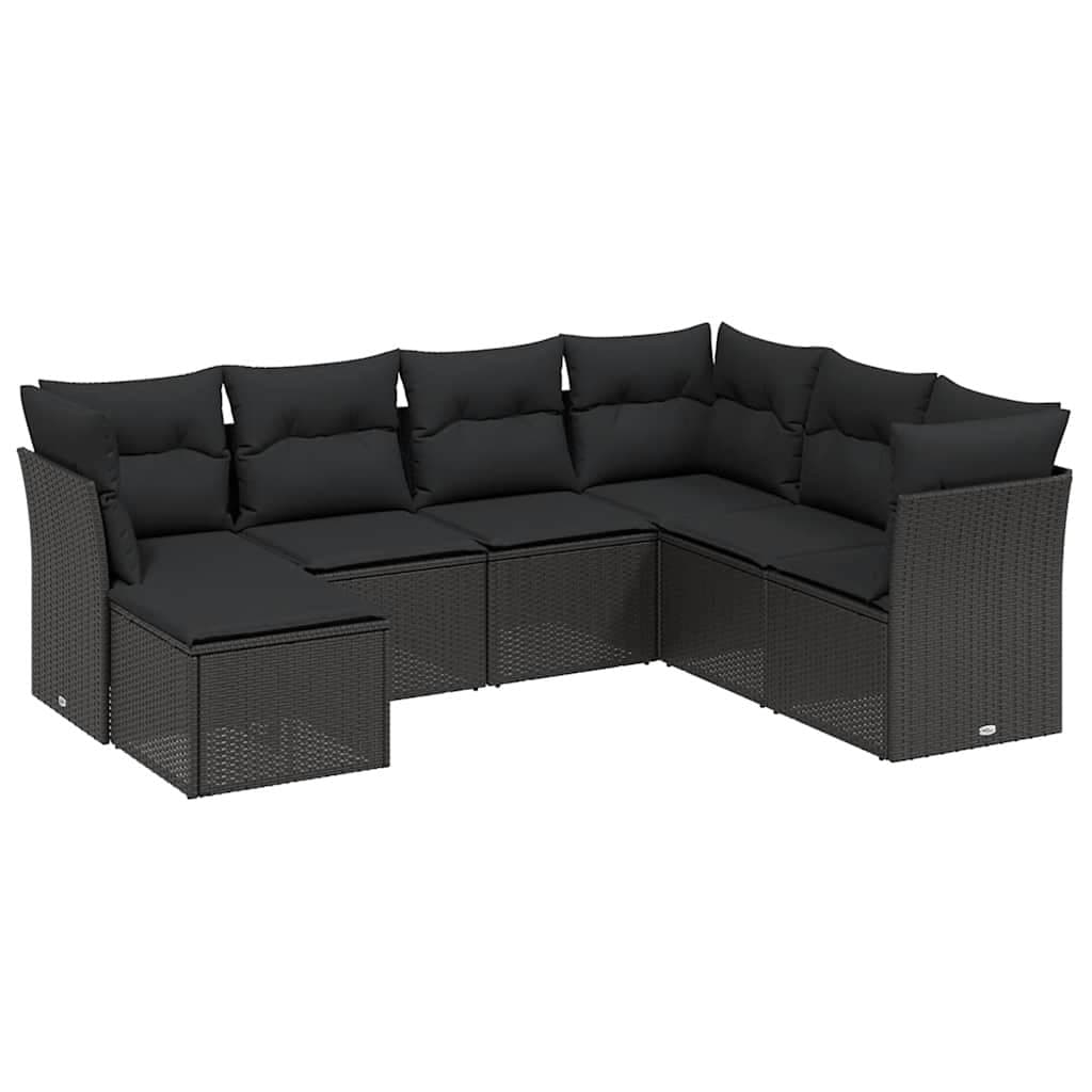 7 Piece Modular Garden Sofa Set in Black
