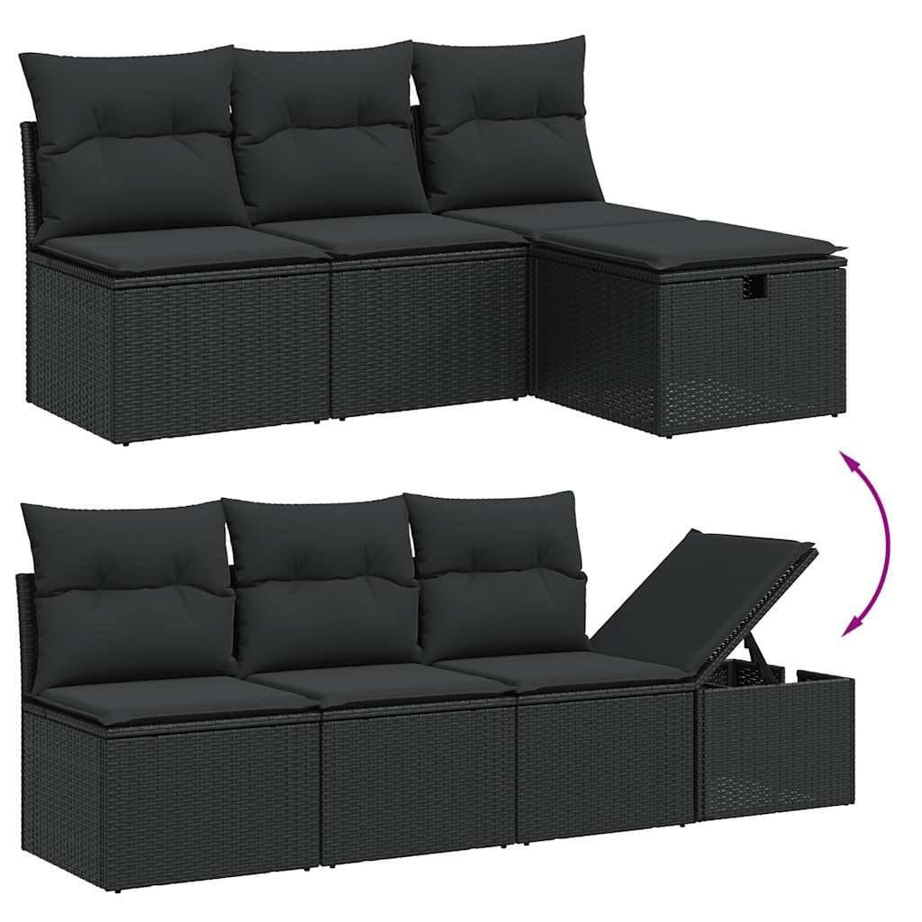 7 Piece Modular Garden Sofa Set in Black