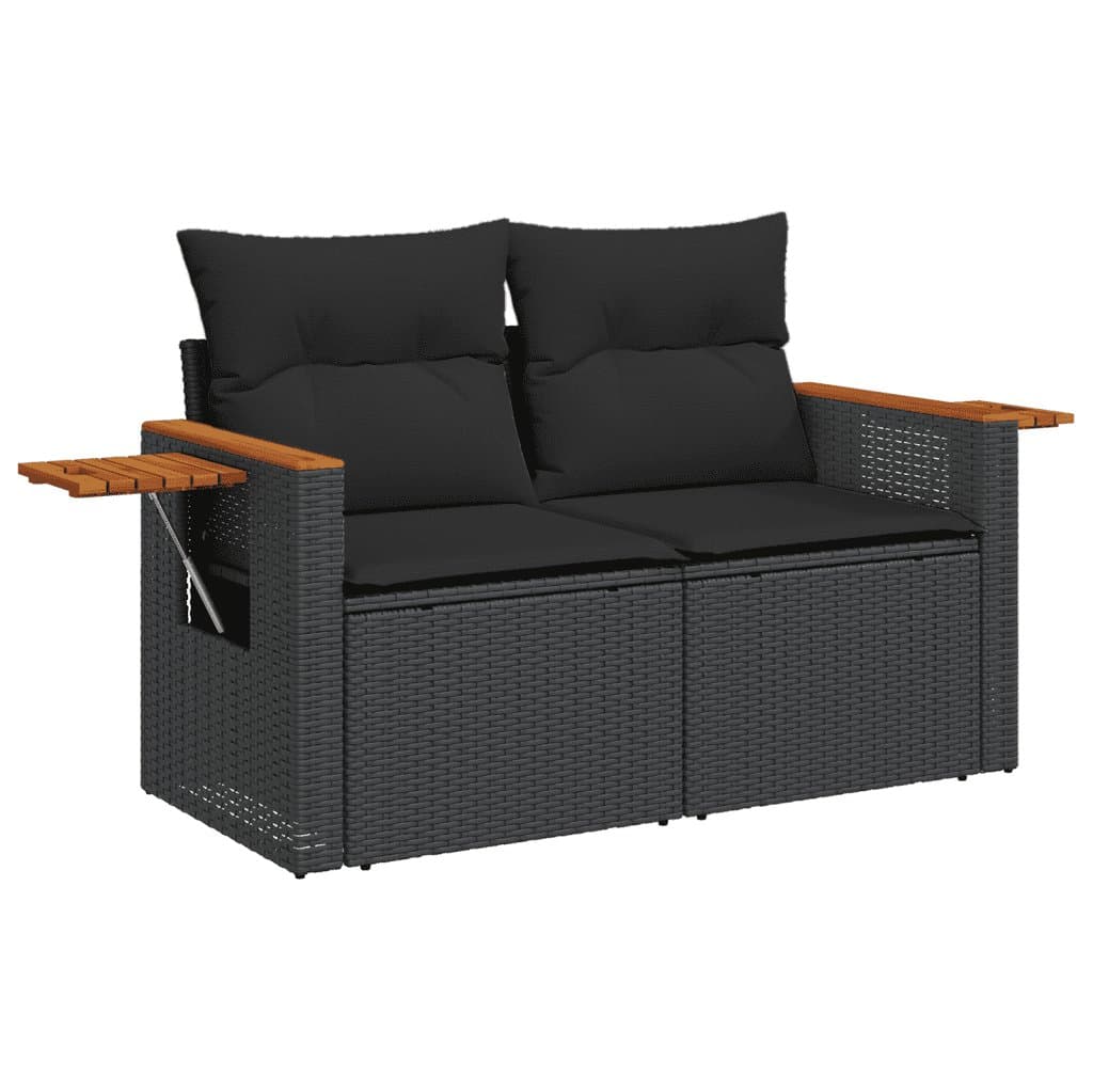 5 Piece Garden Sofa Set with Cushions Black