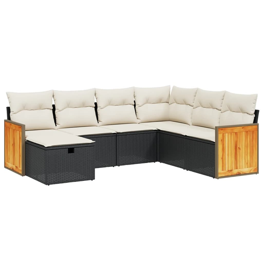 7 Piece Modular Garden Sofa Set in Black