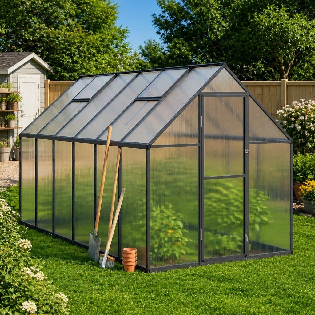 Aluminium Greenhouse with Polycarbonate Panels 334x169x195cm