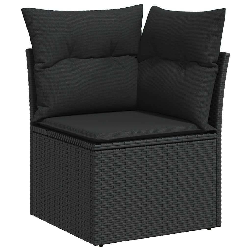 5 Piece Black Poly Rattan Garden Sofa Set