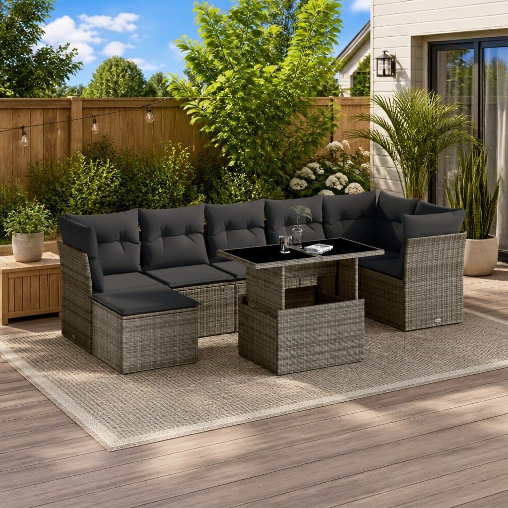 Modular 8-Piece Outdoor Garden Sofa Set in Grey