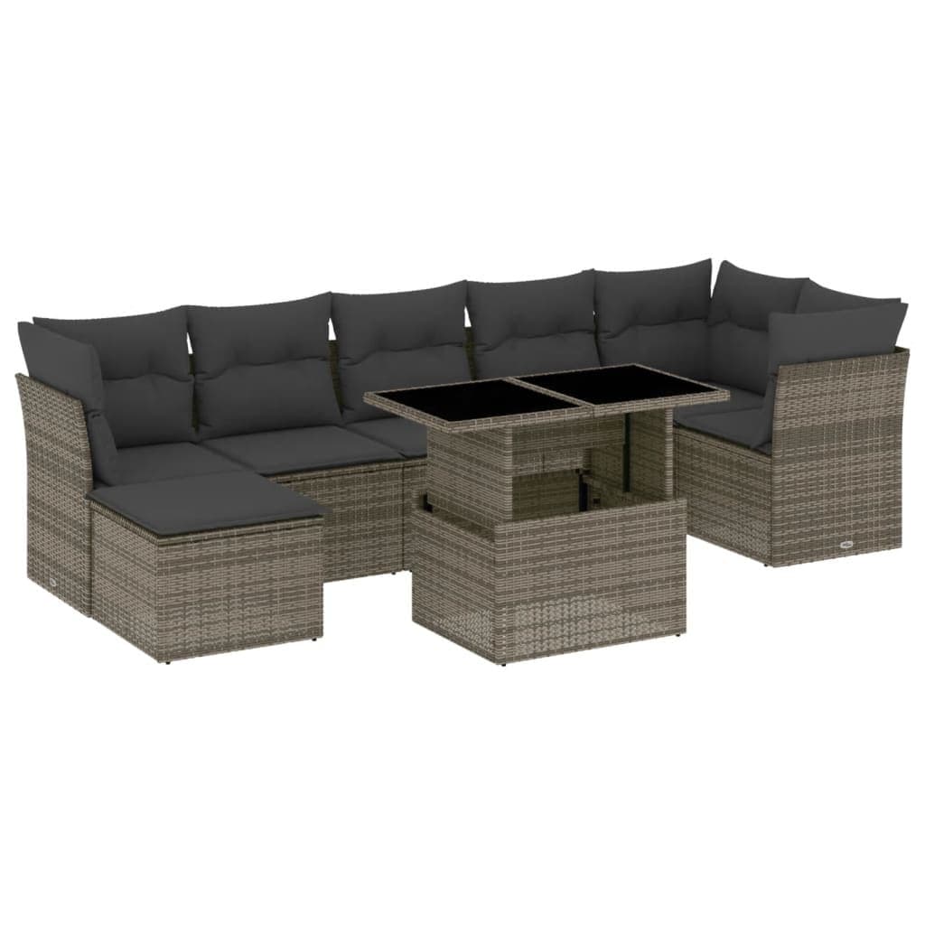 Modular 8-Piece Outdoor Garden Sofa Set in Grey