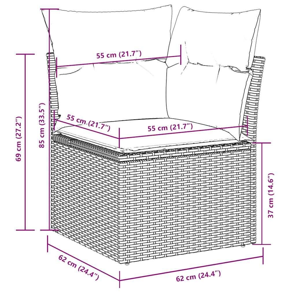 10-Piece Black Poly Rattan Garden Sofa Set