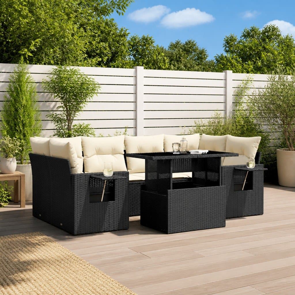 7 Piece Modular Garden Sofa Set with Adjustable Table