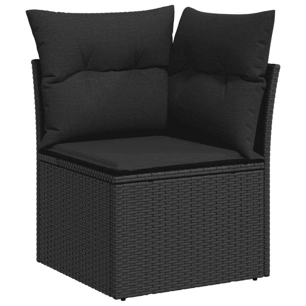 7 Piece Black Poly Rattan Garden Sofa Set