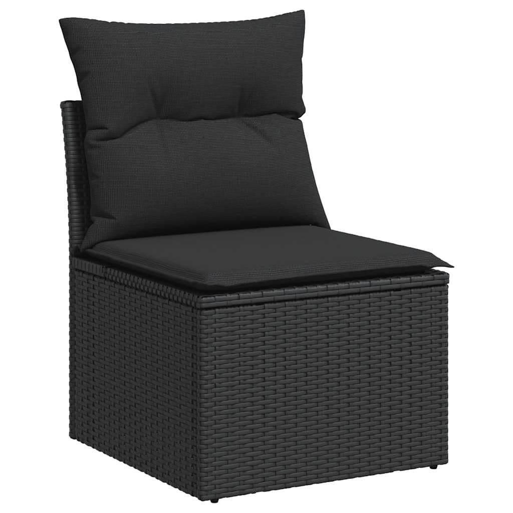 7 Piece Black Poly Rattan Garden Sofa Set