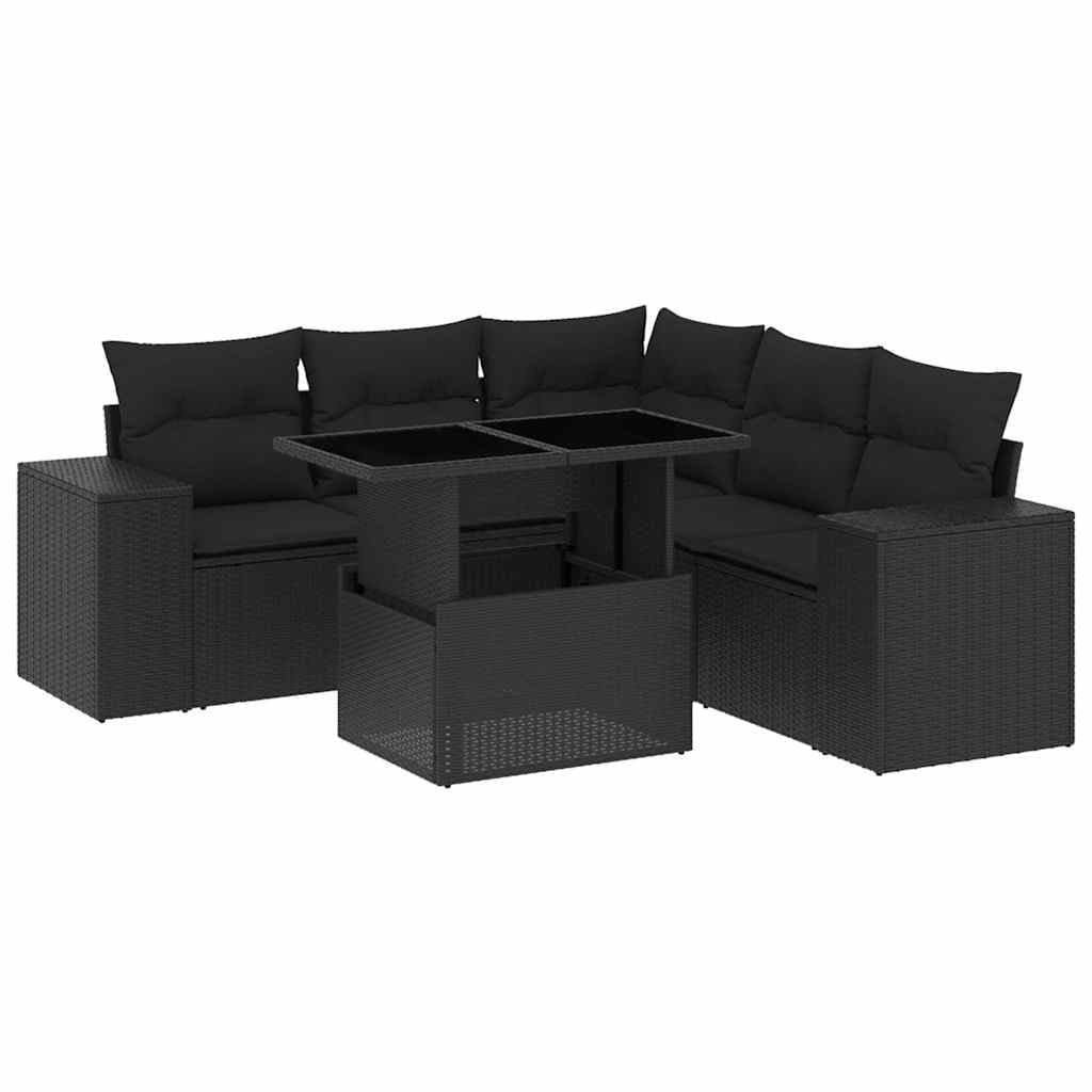 6 Piece Garden Sofa Set Outdoor Furniture Black Patio Lounge