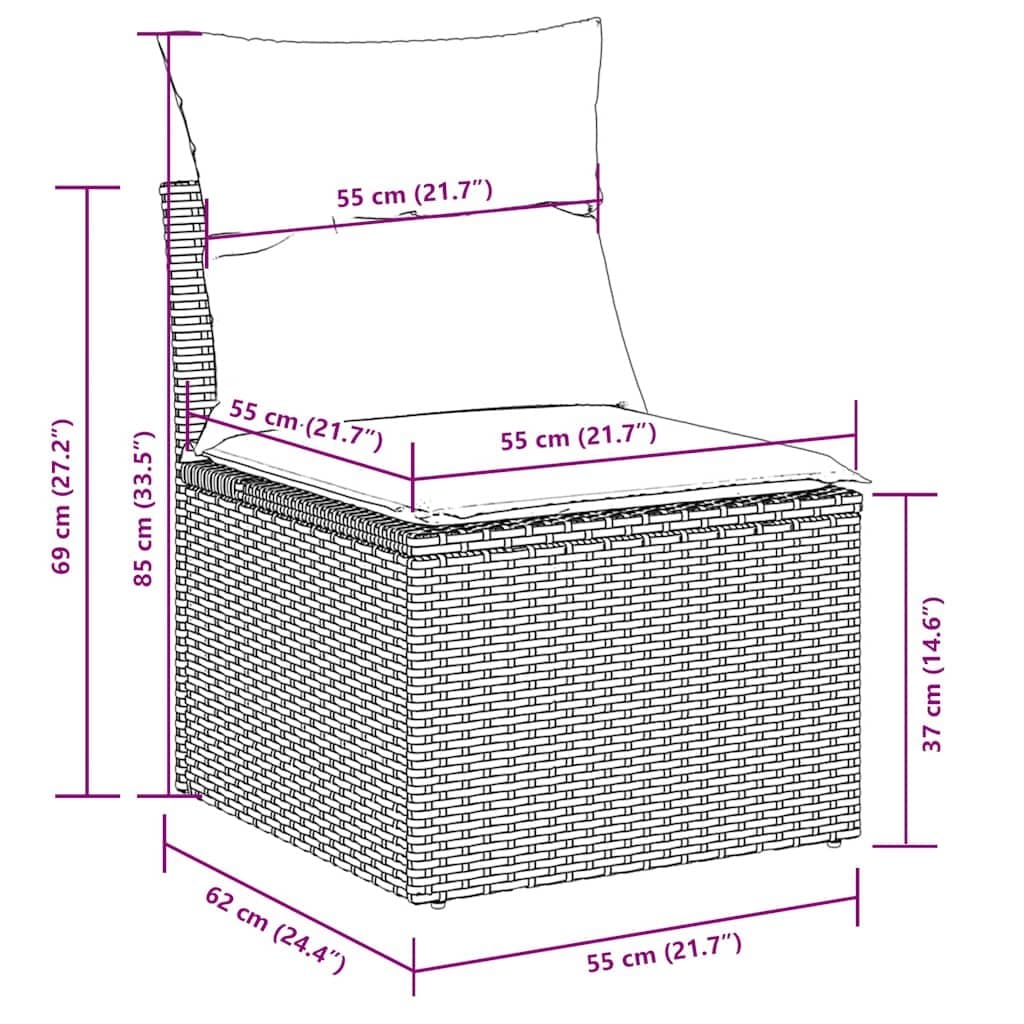 6 Piece Garden Sofa Set Outdoor Furniture Black Patio Lounge
