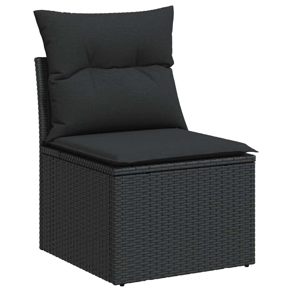 7 Piece Black Poly Rattan Outdoor Sofa Set
