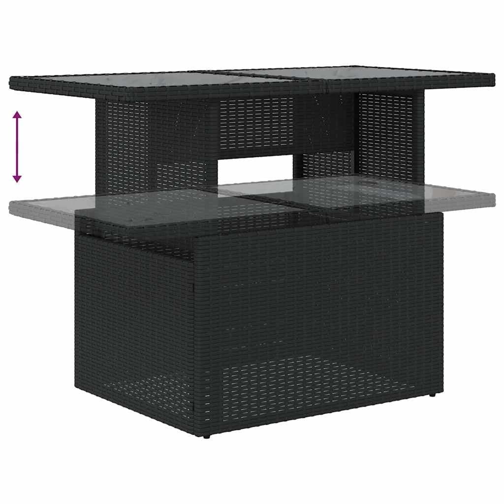 7 Piece Black Poly Rattan Outdoor Sofa Set