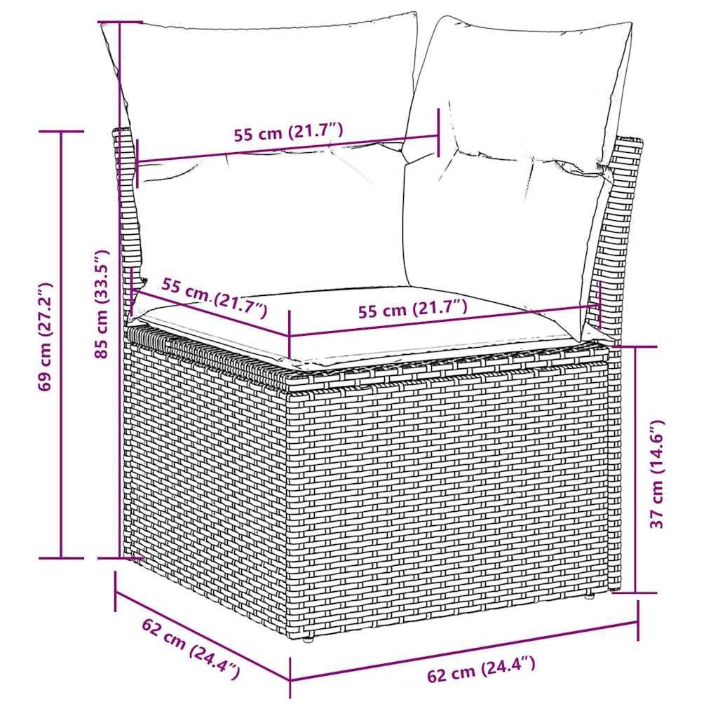 9-Piece Modular Garden Sofa Set in Black