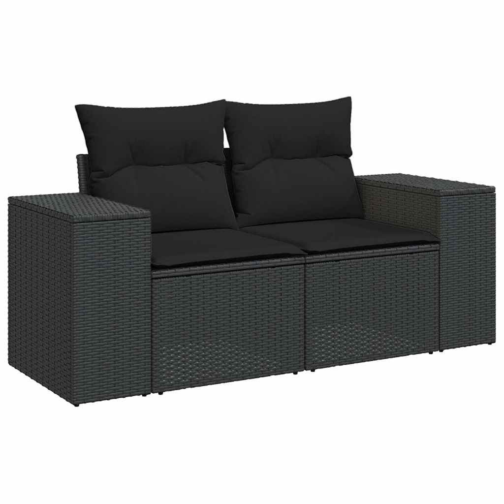 9-Piece Modular Garden Sofa Set in Black