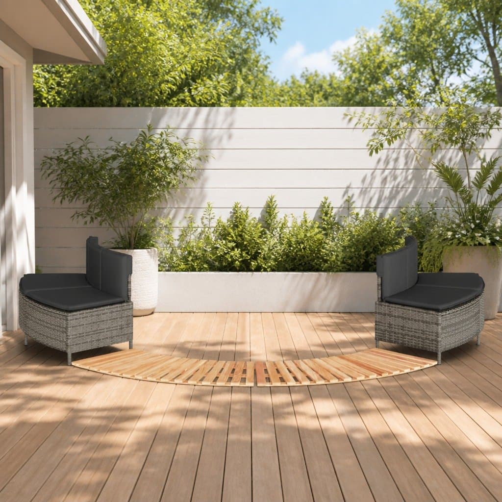 Grey PE Rattan Hot Tub Surround with Acacia Step