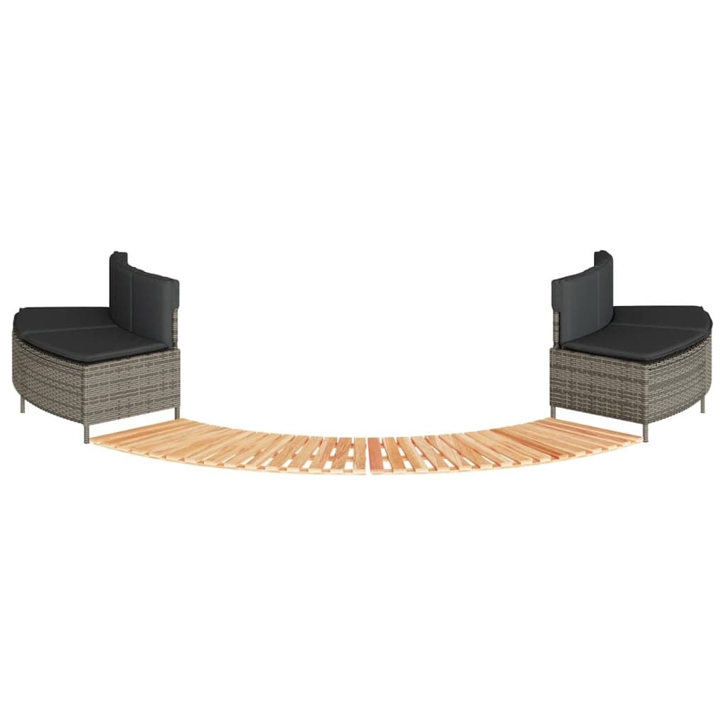 Grey PE Rattan Hot Tub Surround with Acacia Step