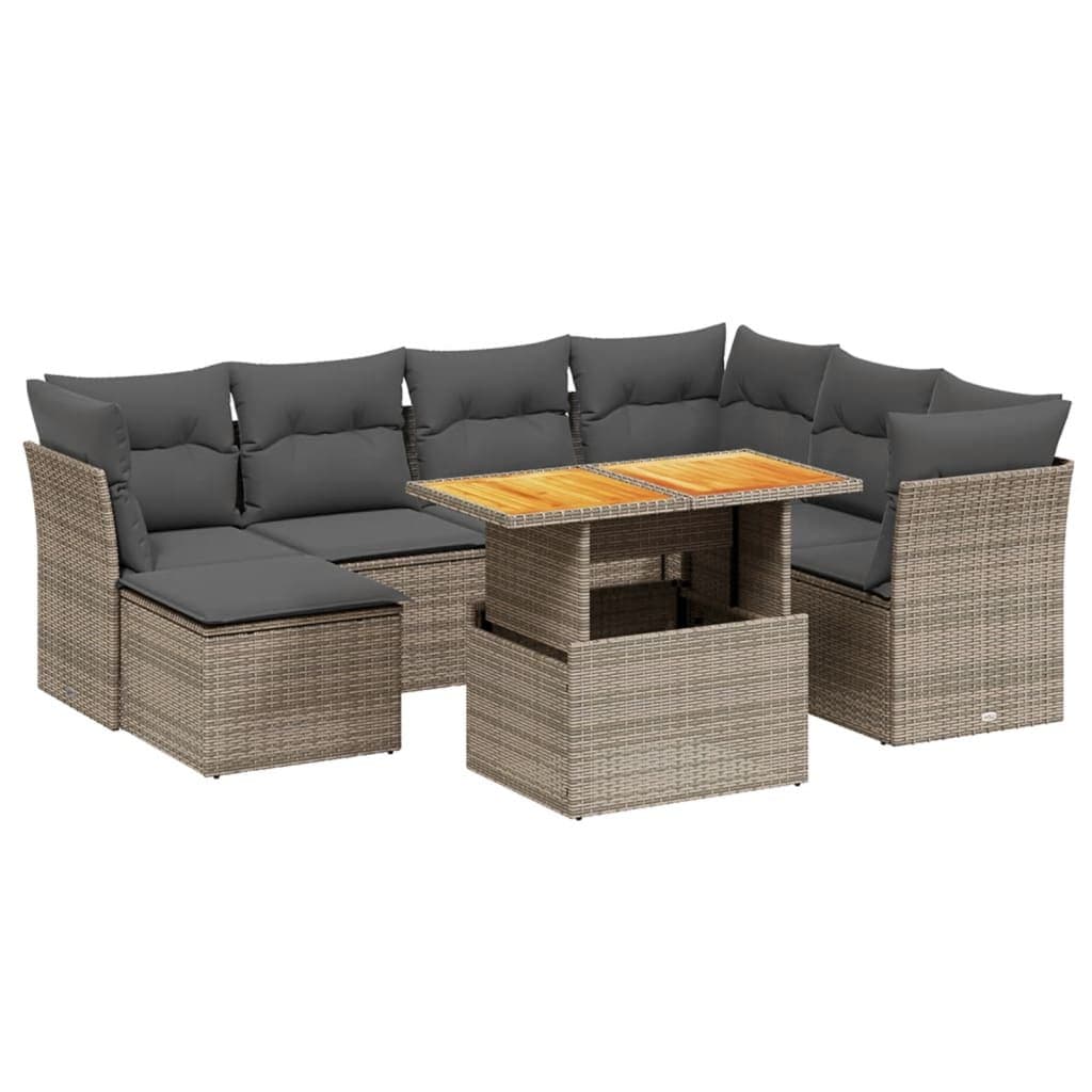 Modular Garden Sofa Set 8-Piece Grey Outdoor Furniture