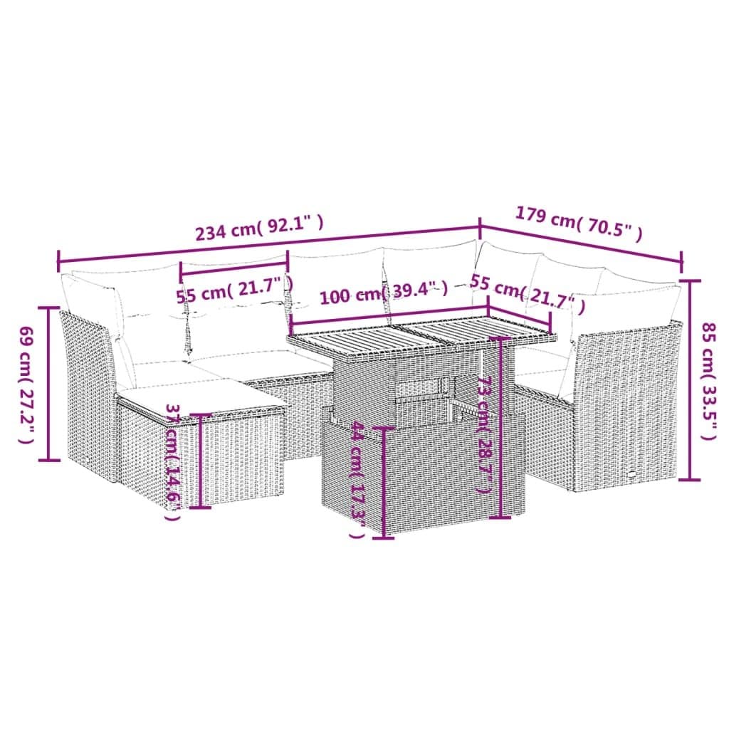 Modular Garden Sofa Set 8-Piece Grey Outdoor Furniture